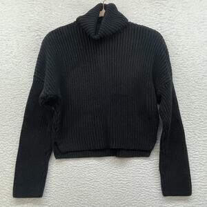 Abercrombie and Fitch Sweater Womens XS Black Ribbed Turtleneck Cropped Knit